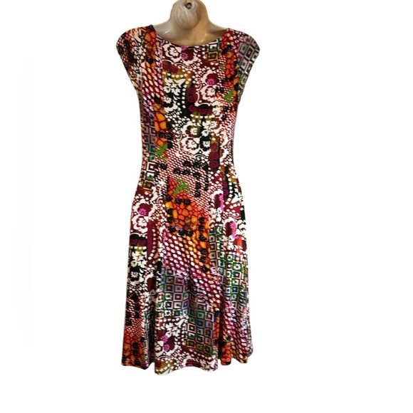 V Christina Multicolor Black Sequins Midi Dress Rayon/Spandex Sz S LN - Picture 4 of 8